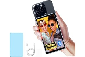 Shimbol CP5 Lite 5 "1080P Selfie Monitor Bildschirm für iPhone Andriod Handy, Telefon Vlog Back Rückfahrkamera Spiegel, 50M Reichweite EIN-klick-Verbindung, mit magnetischer Blauer Hülle