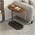 WHFEVDFY Side Table For Small Space, Sofa Side Table, Round End Table, Anti-Rust Waterproof, Small Coffee Table, C Shaped Snack Tables for Small Spaces, bedroom, Room, Balcony, Living Room, Brown