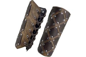 HiiFeuer Medieval Brigandine Arm Guards, Mercenary Faux Leather Gauntlet, Vintage Renaissance Knight Arm Bracers