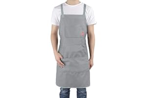 ALLONWAY Fartuch – fartuch dla mężczyzn i kobiet o regulowanym rozmiarze, fartuch kucharski, z 4 kieszeniami, fartuch do grilla, zapobiega plamom pyłu olejowego, idealny dla artystów, ogrodników, BBQ