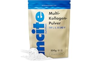‎INCITE NUTRITION Incite Nutrition Geschmacksneutrales Multi Collagen Pulver 500 g. Quelle für Kollagen Typ 1, 2, 3 und 5. Essentielles Ergänzungsmittel für Haut, Gelenke, Knochen, Haare, Nägel und Muskelregeneration.