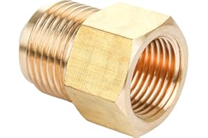 HOSIFIY Brass Pipe Adapter - 1/2" SAE Female to 5/8" SAE Male Flare - Brass Pipe Fitting Reducer Adapter for Air Conditioner Refrigeration (2 Packs)