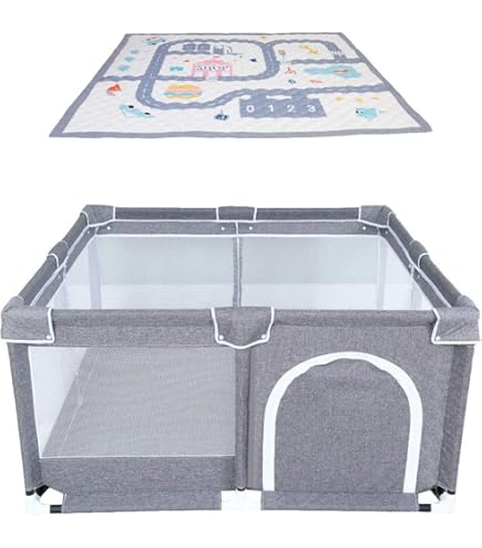 ROMARK Box Bambini 163 X 163 CM (12+2 PANNELLI) - Recinto Per Bambini Con Gioco Interattivo - Box In Forma Adattabile - Mareriale Polietilene Alta Densità (HDPE