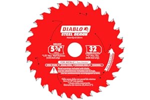 Diablo Steel Demon Saw Blade for Medium Metal - 5-7/8" Diameter, 32 TCG Teeth, 5/8" Arbor, .059" Kerf, 0° Hook Angle, .039" Plate, 5000 Max RPM - D0532F