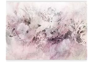 murando - Papier peint panoramique artistique 350x256 cm - Revêtement mural décoration salon - Design moderne - Beige marron gris rose - Aquarelle paysage fleurs plantes prairie été f-C-0478-a-a