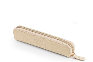 Antony Olivier Real Leather Pencil Case | White Pen Pouch with Zip | for Men, Women & Professionals | Cutest Slim Design Size Pouch for Stationery & Utensils