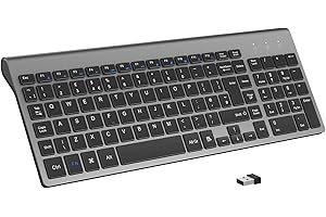 cimetech Wireless Keyboard, 2.4G Ergonomic Keyboard with Number Pad, Silent USB Computer Keyboard for PC, Laptop, Desktop and Windows 10/8/7/XP - Gray