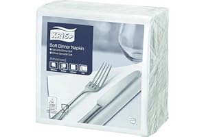 KRISP Premium Soft Dinner Napkins, 3 PLY - Ideal for Dinner, Kitchen, and Events Pack of 100 Sheets (39 x 39cm), White Colour