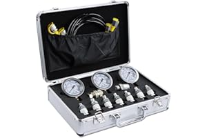 SINOCMP Kit di prova del calibro idraulico utilizzato per escavatori 11 giunti, 3 tubi di prova lunghi 150 cm e 3 manometri