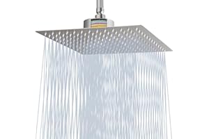 Katezon Duschkopf mit Filter, Hochdruck-Duschkopf mit Filter für Hartes Wasser, Entfernt Chlor und Schadstoffe, 30 cm Quadratischer Regenduschkopf (Gebürstetes Nickel)