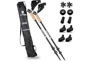 ALPIN LOACKER Bastones Trekking Telescopicos, Aluminio Ligero + Accesorios + Bolso | Palos Senderismo Extensible Altura Regulable: Poles Montaña, Nordic Walking, Trail Running Asfalto