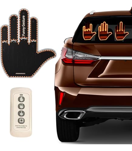 HENGBIRD LED Handzeichen Für Auto - 8 Motive Mit Fernbedienung, Orange