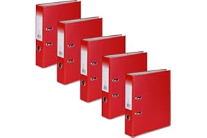 OFFICE CENTRE 5 x Red A4 75mm Strong Premium Business Lever Arch Files Folders Metal Binder Bar Ring Document