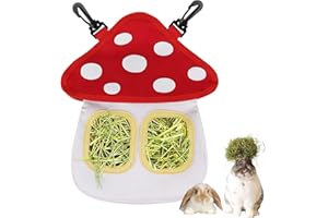 Râtelier à Foin Lapin, dellyy Sac Foin Lapin avec 2 Poutres, Mangeoire Cochon d'Inde, Foin Cochon d'Inde pour Hamster Chinchilla (Blanc, M)