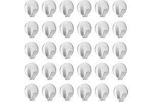 SRJQXH 30 Pezzi Piccoli Ganci Adesivi - Ganci Adesivi Cucina Bagno in Acciaio Inossidabile, Gancetti Adesiviper Muro Rotondo Per Chiavi Asciugamani, Nessuna Foratura Necessaria