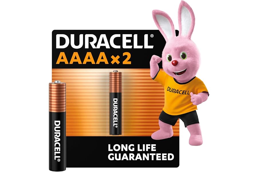 Duracell pilas alcalinas especiales AAAA de 1,5 V (paquete de 2) (LR8D425), diseñadas para lápices digitales, dispositivos mé