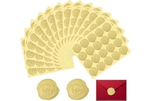 SONEER 300 pcs Gold Embossed Envelope Seal Stickers, Christmas Seal Stamp Stickers, Self-Adhesive Envelope Sticker for Wedding Party Invitations, Greeting Cards, DIY Decoration