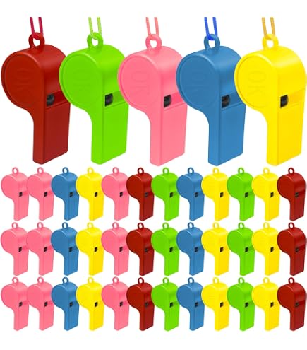 OFFCUP Fischietti in Plastica, 10Pcs Fischietti Sportivi, Colorati Fischietto, Sporting Fischietto per Arbitro, Fischietti di Plastica con Cordino per Allenatori, Bagnini, Addestramento Cani OFFCUP Fischietti in Plastica, 10Pcs Fischietti Sportivi, Colorati Fischietto, Sporting Fischietto per Arbitro, Fischietti di Plastica con Cordino per Allenatori, Bagnini, Addestramento Cani