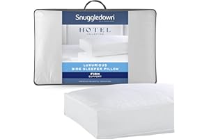 Snuggledown Hotel Side Sleeper Pillow - Firm Box Wall Support for Back & Side Sleepers | Breathable & Non-Allergenic 100% Cotton Cover, UK-Made & Washable (38 x 64cm)