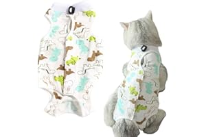 HACRAHO 1 vestito di recupero per gatto, simpatico dinosauro E-Collar per gatti e chirurgia della ferita, vestito per animali domestici di piccola taglia M