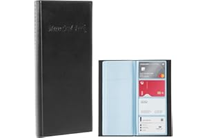 ChanraingYee Przechowywanie wizytówek na 400 kart - profesjonalna teczka na wizytówki, etui na wizytówki, etui na karty ze skóry PU, do biznesu, biura, dla kobiet i mężczyzn (czarny), czarny