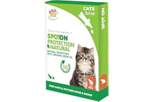 OLLIE & LUNA Cat Flea Spot On Drops - Cats & Kittens from 4 Weeks -100% Natural, with Organic Neem Oil - Moisturise Skin, Prevent Fleas, Ticks, Itchy Skin - 5 Pipettes in Plastic-free Sustainable Packaging