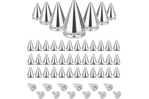 acdokuk 100 Pcs Metal Cone Spikes Screwback Studs, Leather Spikes Rivets, Metallic Screw Cone Spikes Rivets, for DIY Leather Craft Style Bag Bracelet Necklace Decoration, 7x10 mm