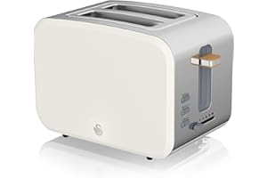 Swan ST14610WHTN Nordic 2-Slice Toaster with Defrost/Reheat/Cancel Functions, Cord Storage, 900W, White