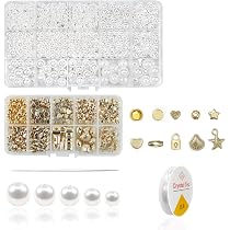 DIYDEC 1680 Perline Finte In Tinta Unita Per Gioielli Fai Da Te + Corda Elastica - Kit Completo Per Bracciali E Collane