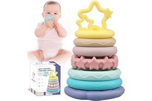 ALLHAHA 7PCS Jouets Bebe Empilables, Jeux Sensoriels Motricité Fine, Montessori Eveil d'activité Jouet, Anneau de Dentition Bébé, Cadeau Naissance Enfant 1 an Jeux Bebe Fille 6 8 9 12 18 Mois Garcon