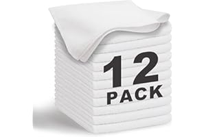 WEAWE 12 Paños de Bayeta Microfibra (30,5 x 30,5 cm), Suaves, Absorbentes, Reutilizables Multiusos Limpieza Cocina, Coche, Cristales, Balletas Microfibra (Blanco)