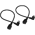 CERRXIAN 22,9MM lange Micro-USB-Kabelkombination, links & rechts angewinkelt, 5-poliger Stecker auf Mini-USB-Buchse, (1 Paar)