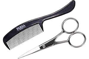 PARSA BEAUTY Parsa Men - Set di forbici e pettine per barbe e baffi, 2 pezzi, il regalo perfetto per lui