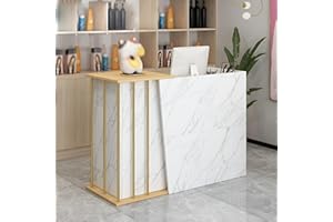 TAIFUAN Bancone Reception Negozio, Bancone Reception Centro Estetico con Cassetti, Hotel,Bancone Reception Moderno con Cassetti e Ripiani, Bancone Negozio con Ampio (Size:100x90x40cm,Color:Stile marmo)