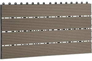 Laneetal WPC Fliesen 12er Set für 2 m², Terrassenfliesen Klicksystem, Balkonfliesen 30x60 cm, Klickfliesen Terrasse Balkon, Bodenfliesen Bodenbelag für außen, Braun