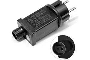 KSIBNW 31V 9W Fuente de Alimentación LED, Transformador Impermeable IP44 8 Modelos Luces Adaptador Función de Memoria Enchufe con Temporizador de Luces Navideñas Luces Intermitentes Luces de Colores