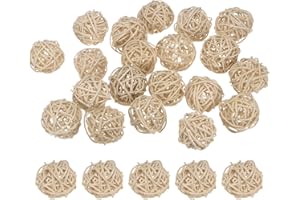 M METERXITY 20pcs Bolas de Mimbre de Ratán de 40mm/1.6" Bolas de Ratán Decorativas Orbes Rellenos de Jarrón Rellenos de Cuenco para Navidad/Bodas/Día de Acción de Gracias/Manualidades [Beige]