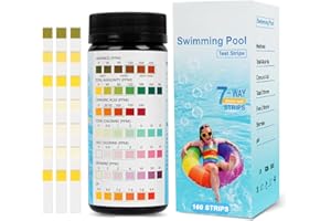 CORPOWER 160 Tiras de Prueba de Agua, Kit Piscina pH y Cloro, 7 en 1 Tiras Piscina para Precisión la Dureza, la Alcalinidad Total, el Ácido Cianúrico, el Cloro Total, el Cloro Libre, el Bromo y el pH