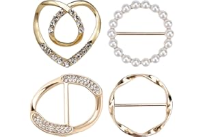 XUEYEGONGJI 4pcs Scarf Anneau 4 styles Clips de chemise Golden Alloy Shirt Clip de serrer pour les anneaux de nœuds