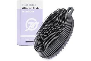 FREATECH Silicone Body Scrubber Gentle Exfoliating Bath Shower Body Cleansing Brush, More Hygienic Than Loofah, Easy to Clean and Durable, for Men Women Kids, Sensitive Skin, Black