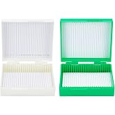 OLYCRAFT Microscope slides 25 seats, storage box 94x91x32mm lab beige green spring