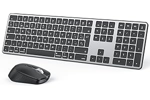 OMOTON inalámbrico Bluetooth Teclado y ratón para Mac (MacBook Air/MacBook Pro/iMac/iMac Pro),Teclado y ratón USB Recargables para Mac OS, con 3 Canales Bluetooth, Escritura silenciosa, QWERTY