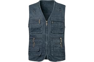 KTWOLEN Herren Outdoor Weste mit Multi-Taschened Anglerweste Jagd- und Angler Camping Wandern Weste Freizeit Ärmellos Jacke