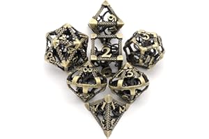Dés JDR Dés de Jeux pour Donjons et Dragons, Set de Dés Polyédriques Cthulhu HNCCESG Dés Jeu de Role Dés en Métal Poulpe 3D Creux D4/D6/D8/D10 (0-9 et 00-90)/D12/D20 7 Pièces avec boîte en métal