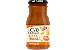 Loyd Grossman Indian Tikka Masala Sauce – Creamy Tomato, Yogurt & Honey Blend, Medium Spice, 350 g Jar (Pack of 1)
