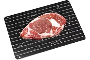 Kasoud Defrosting Tray, Meat Defrosting Tray, Defrosting Plate Fast Thawing of Frozen Food, Meat Defrosting Tray with Hole for Easily Hanging, Non Stick for Fish (Black 29.5 X 21 X 0.2 Cm)