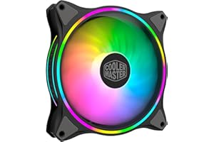 Cooler Master MasterFan MF140 Halo ARGB - RGB Indirizzabili a Doppio Anello, Case ed Eliche Dal Design Ibrido con Protezione Sensore Inceppo e Telaio per Riduzione Vibrazioni - 140 mm, Black