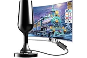 DTB TECH Antena TV Interior Potente, de televisión portátil Digital Inteligente de Alta definición para Interiores, admite el Canal 4K 1080p Canal Local (Antena de TV (Negra con Amplificador))
