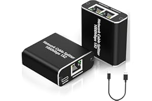 YEEMIE PRO Gigabit Switch Ethernet 2 Porte 1000Mbps, RJ45 1 a 2 Splitter di Rete Gigabit con Cavo di alimentazione USB, Lan Sdoppiatore Ethernet hub ethernet per Cat8/Cat7/Cat6/Cat5/Cat5e