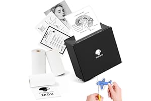 Phomemo M02 Mini Drucker mit 3 Etikettenrollen, Taschendrucker für Smartphone, Bluetooth Aufkleber Drucker Thermodrucker zum Studium, Notizen, Bilder, Fotos, Tagebücher